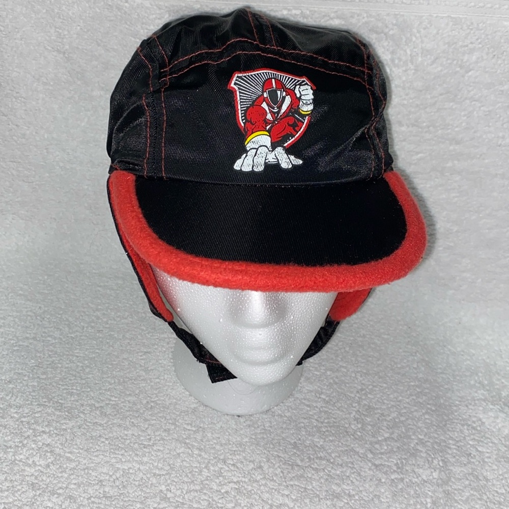 Vintage power rangers ear flap fleece lined Velcro strap hat